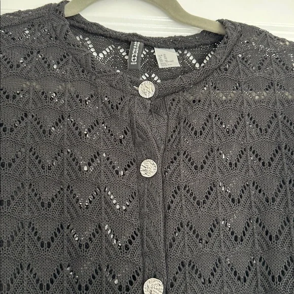 Black crochet Cardigan with Silver Buttons - Picture 2 of 3